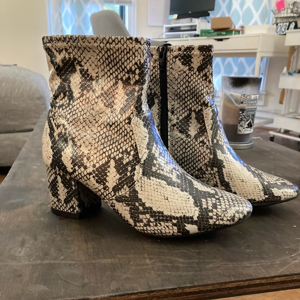 Snakeskin Heeled Booties